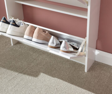 Narrow White High Gloss 2 Tier Shoe Cabinet