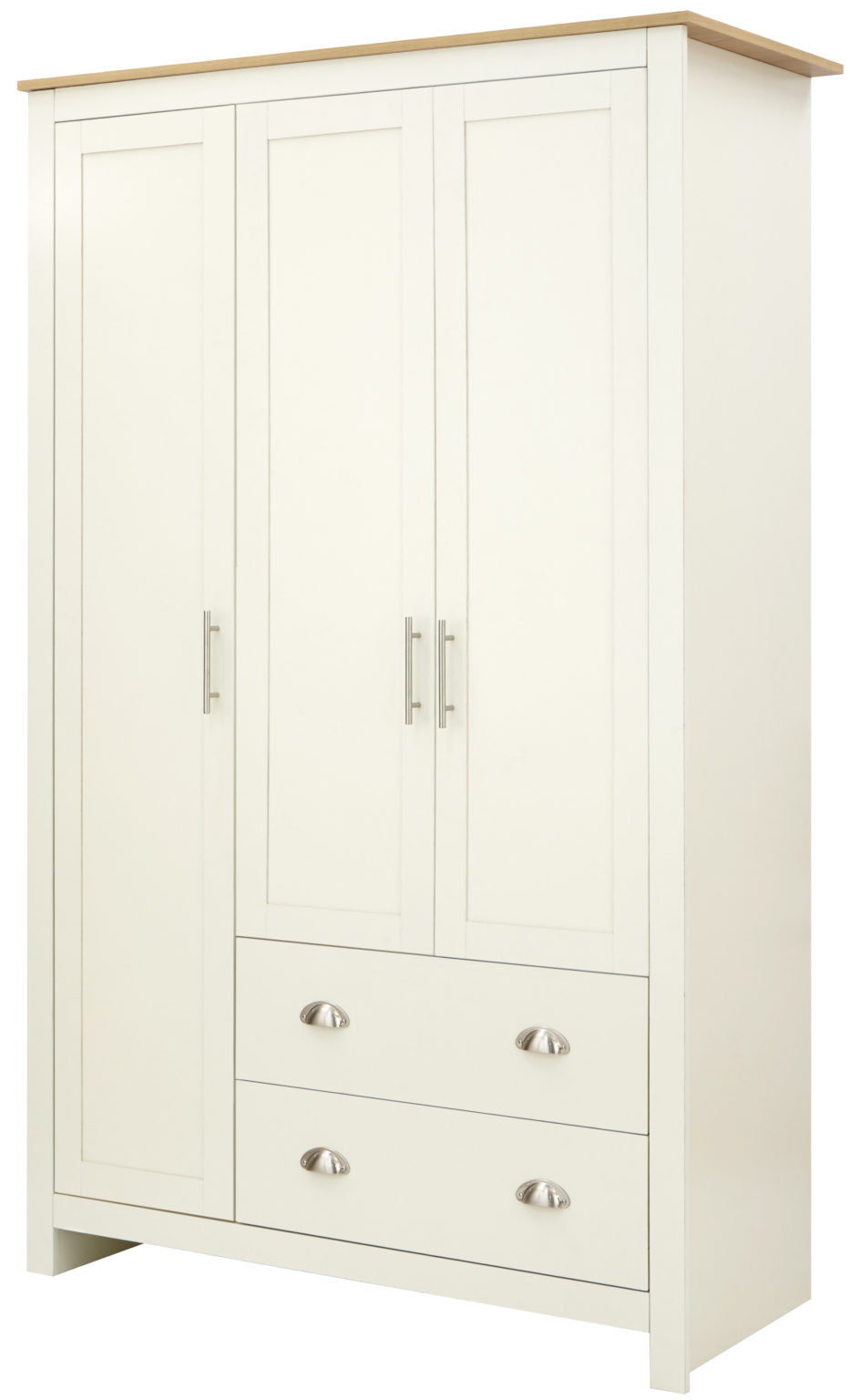 Fife Cream 3 Door 2 Drawer Wardrobe Cream Oak World