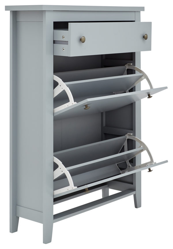 Two Tier Shoe Cabinet | Grey | Self Assembly