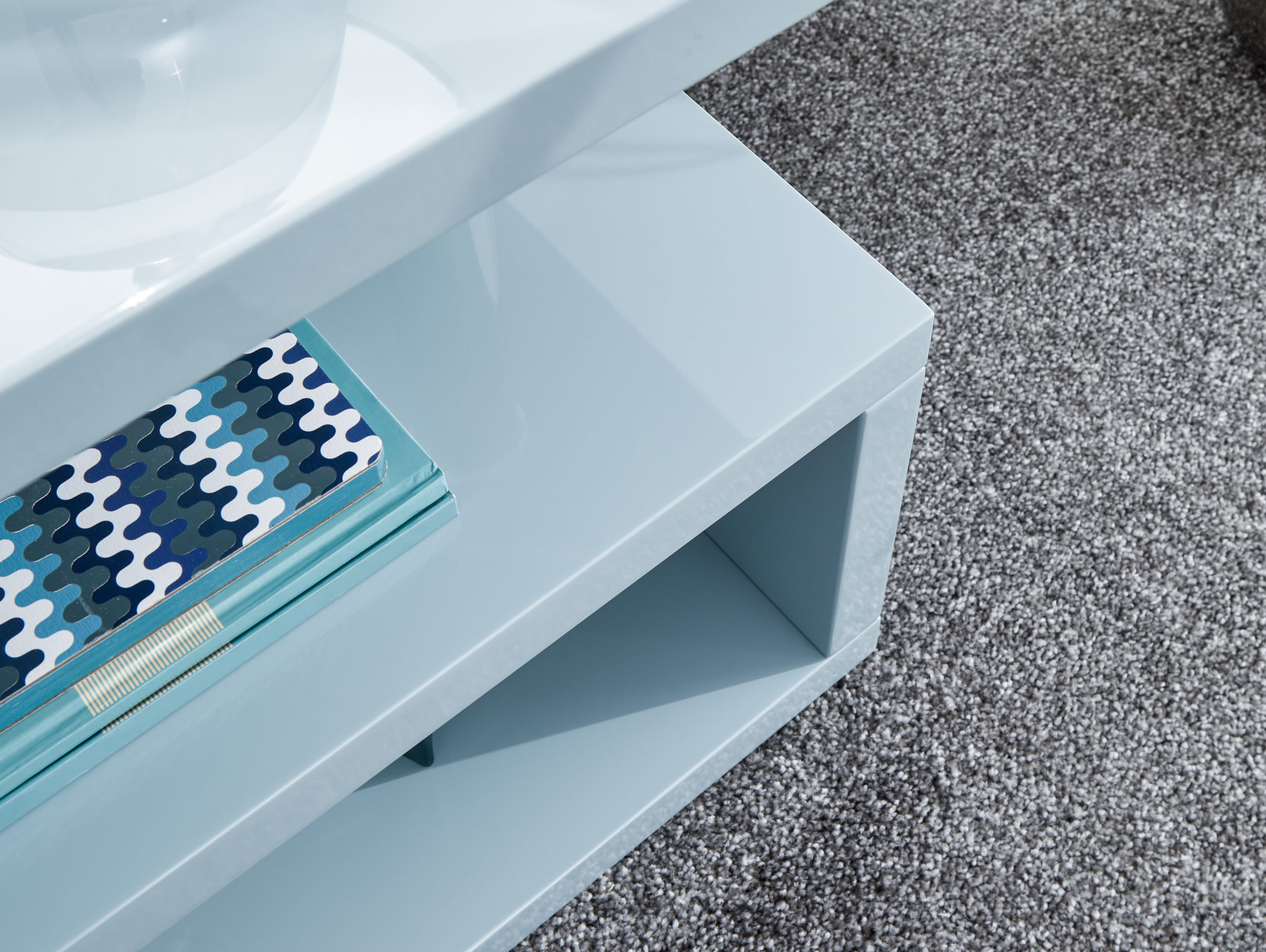 Alaska High Gloss LED Side Table Grey Self Assembly Oak World