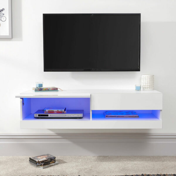 Lugo 120cm Wall TV Unit | LED | White | Self Assembly