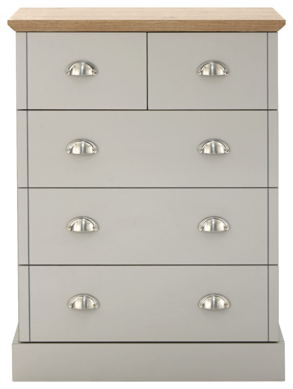 Oban 2 + 3 Chest of Drawers | Grey | Chrome Handles | Self Assembly