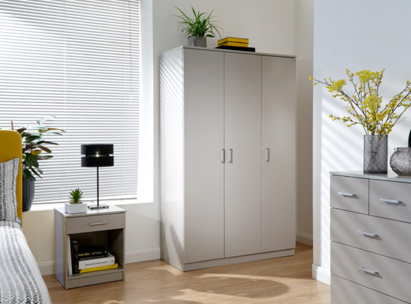 Elgin 4 Piece Bedroom Set Wardrobe Chest & Bedsides | Grey