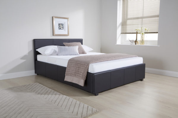Marikina Side Lift Ottoman Small Double Bed | Black