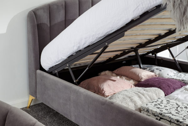 Haikou Double End Lift Ottoman Bed | Grey