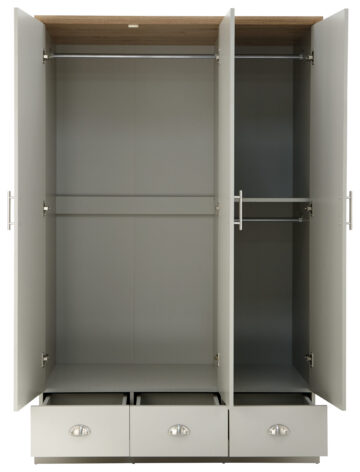 Oban Grey 3 Door Wardrobe with Drawers