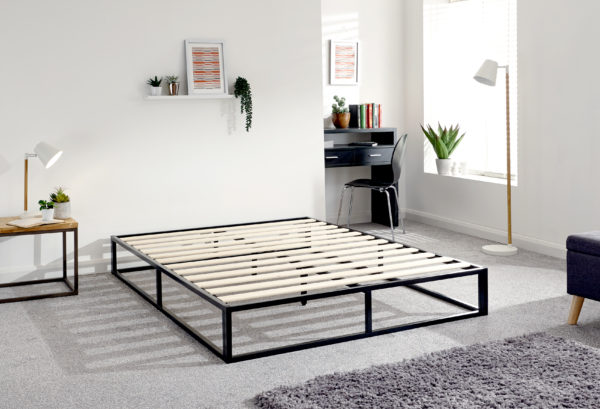 Simplicity Double Platform Bed Black Oak World