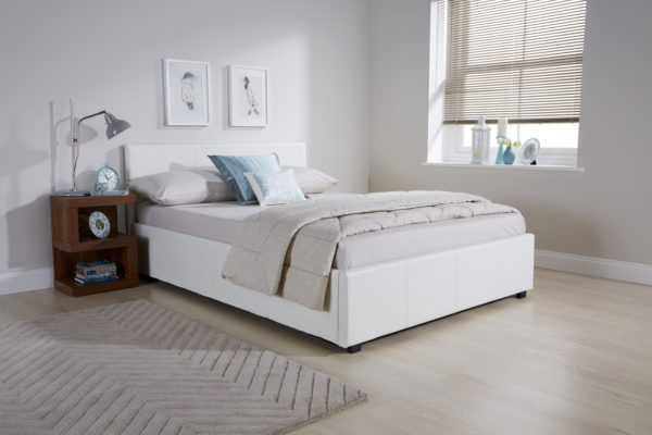 Marikina Side Lift Ottoman Small Double Bed | White
