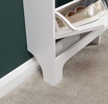 Narrow White 4 Drawer Shoe Cabinet