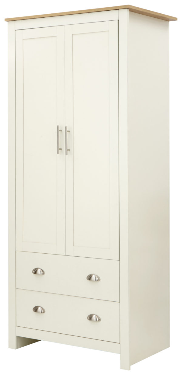 Fife Cream 2 Door 2 Drawer Wardrobe Cream Oak World