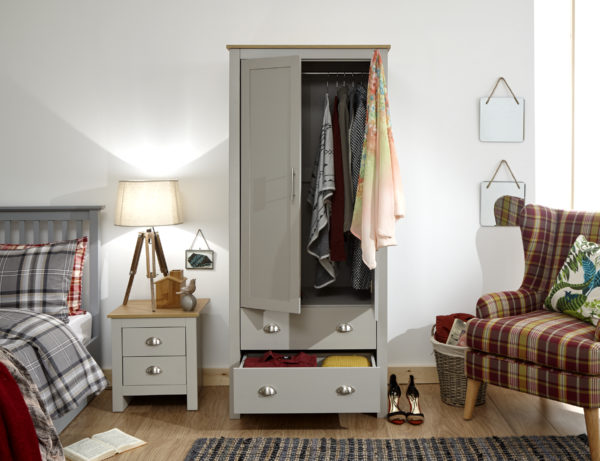 Fife Grey 2 Door 2 Drawer Wardrobe | Grey