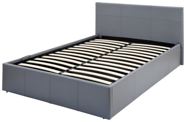 Marikina Side Lift Ottoman Small Double Bed | Grey PU