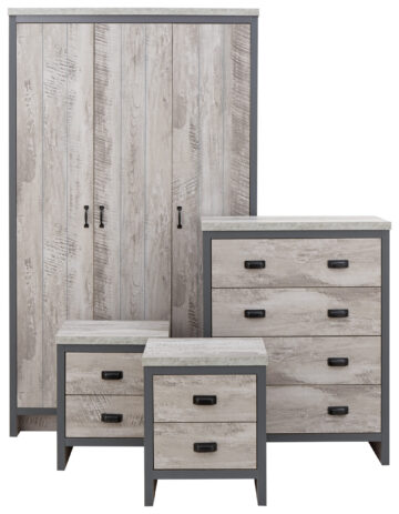 Fenway 4 Piece Bedroom Set | Grey | Clearance