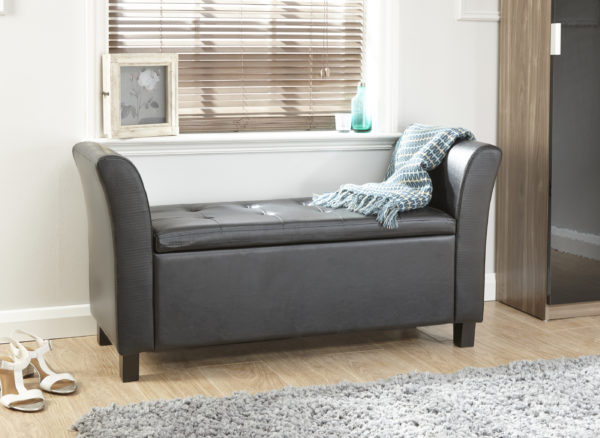 Roma Window Seat | Black PU | Self Assembly