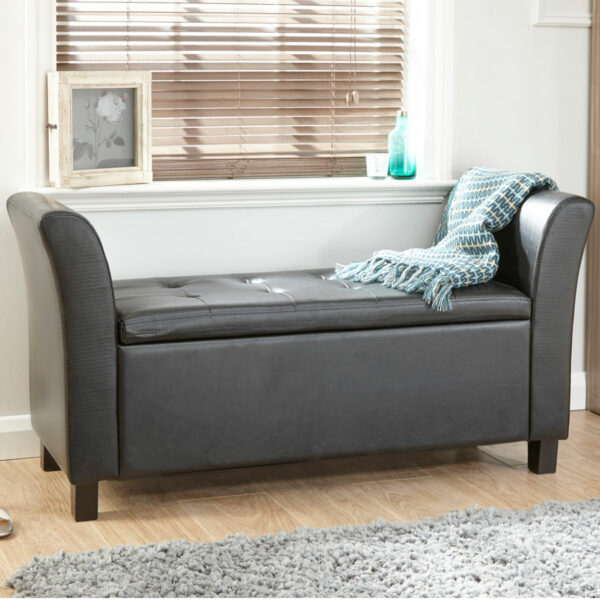 Roma Window Seat | Black PU | Self Assembly
