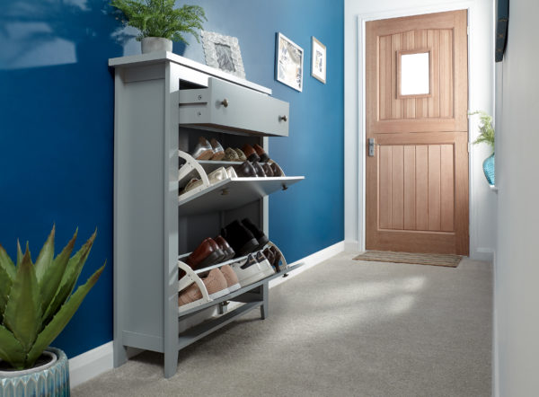 Two Tier Shoe Cabinet | Grey | Self Assembly