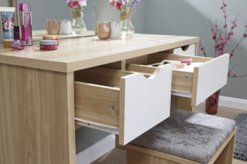 Amelia White 3 Drawer Dressing Table Set | Oak Finish