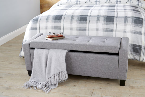 Roma Ottoman Bench | Grey | Fabric | Self Assembly