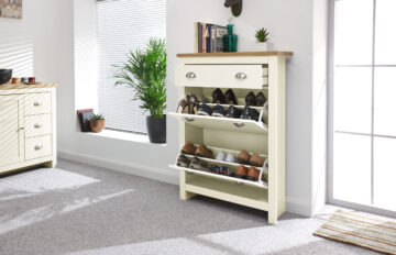Beige Fife Cream 2 Door 1 Drawer Shoe Cabinet | Cream | Self Assembly | Clearance