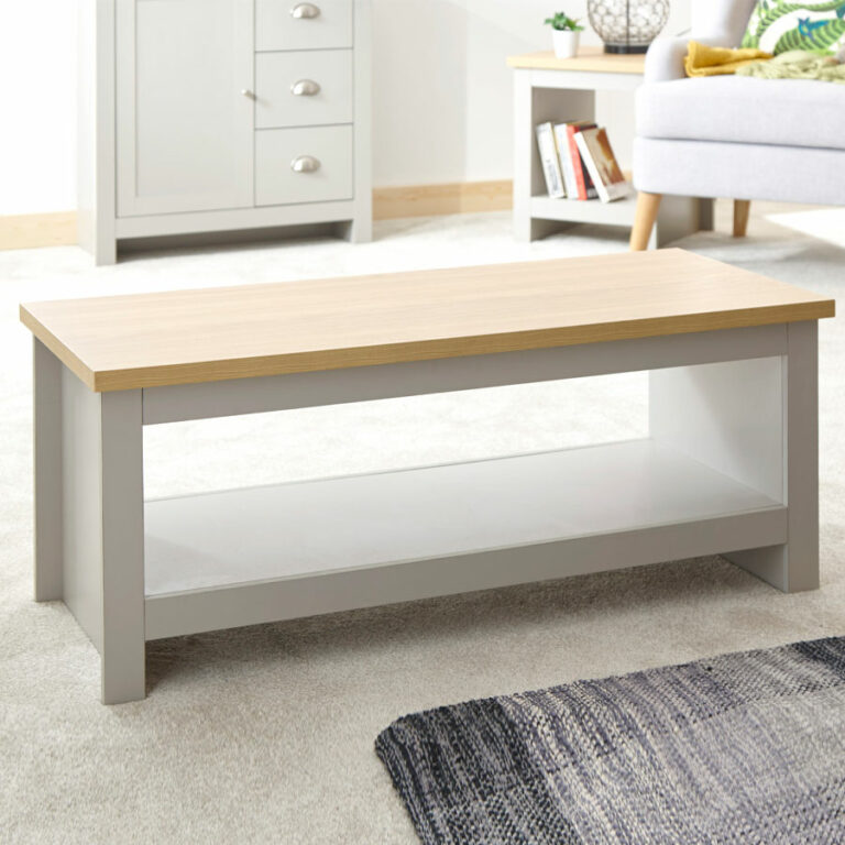 Fife Grey Coffee Table With Shelf Grey Self Assembly Oak World