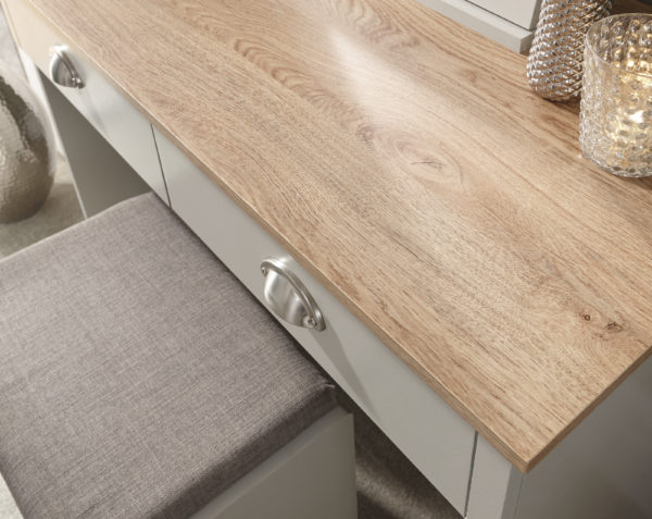 Oban Dressing Table with Stool | Grey | Self Assembly