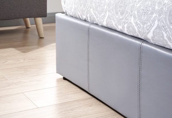 Marikina Side Lift Ottoman Small Double Bed | Grey PU