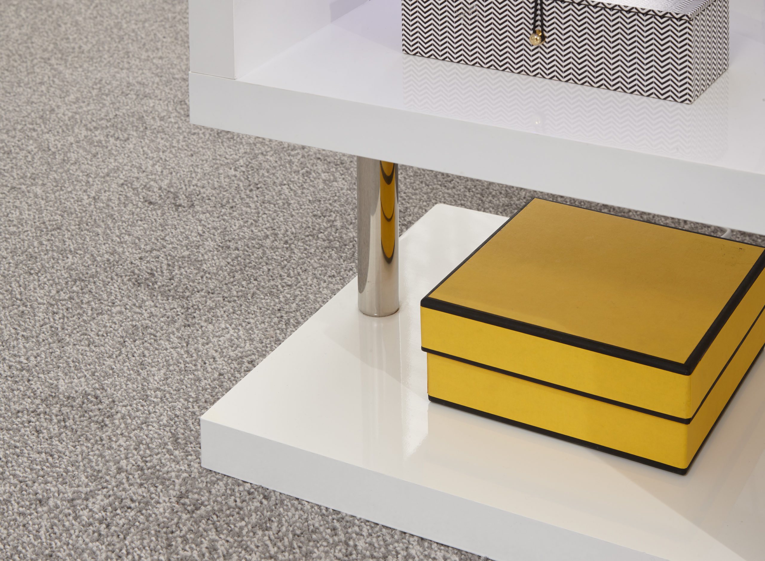 Alaska High Gloss LED Side Table White Self Assembly Oak World