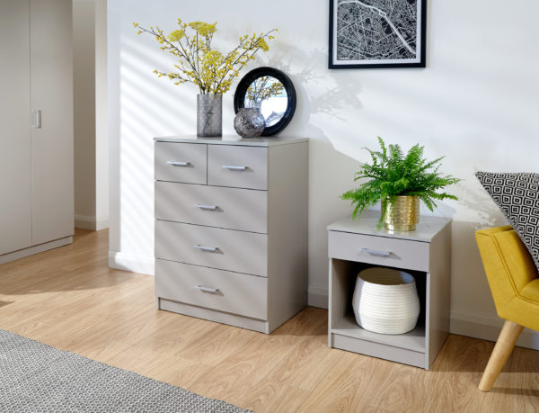 Elgin 4 Piece Bedroom Set Wardrobe Chest & Bedsides | Grey