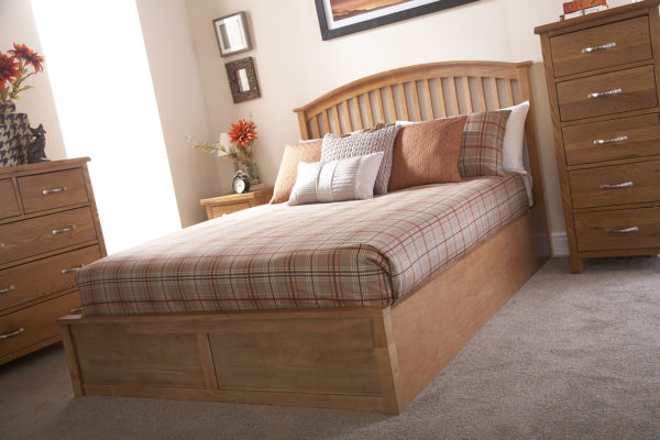 Reus Wooden King Size Ottoman Bed | Oak