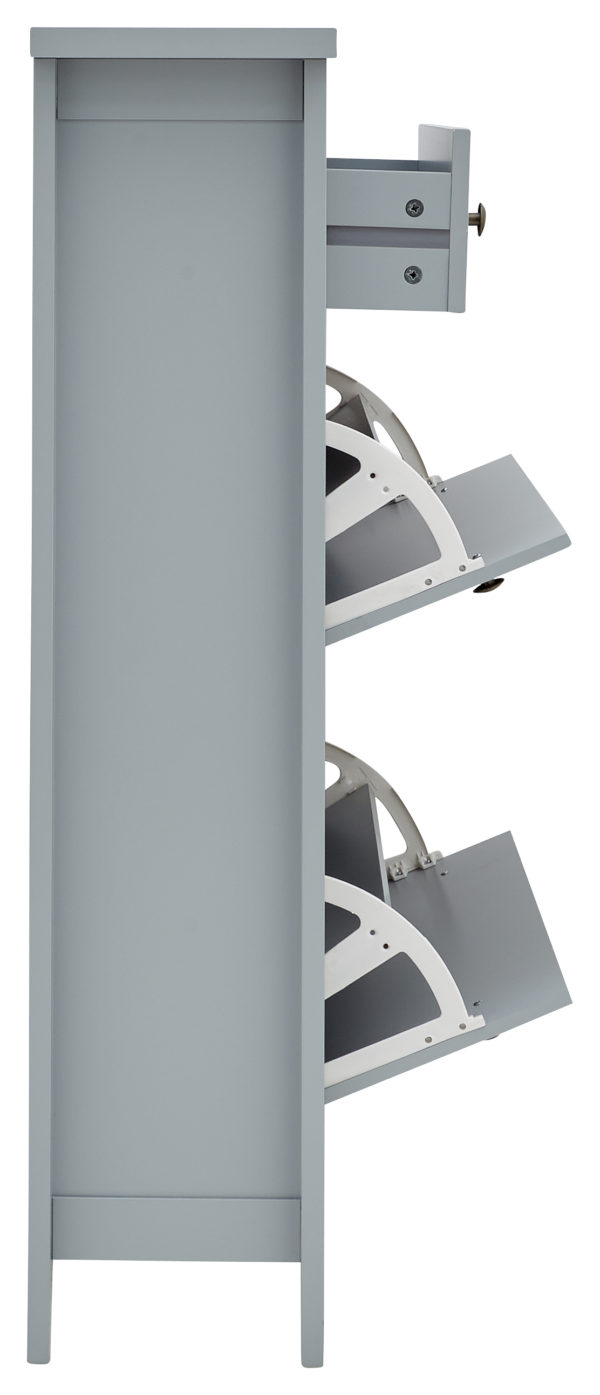 Two Tier Shoe Cabinet | Grey | Self Assembly