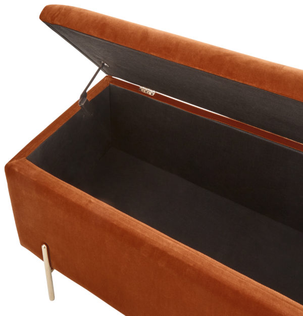 Miley Ottoman Storage Bench | Russet | Self Assembly - Orange