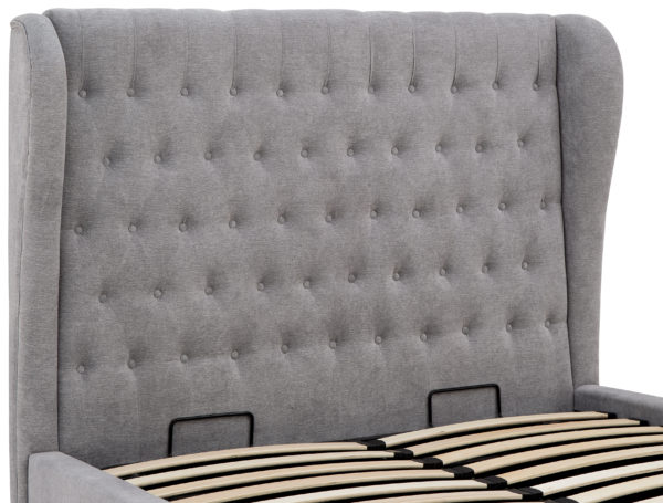 Braga Double Ottoman Bed with Solid Base | Platinum Grey
