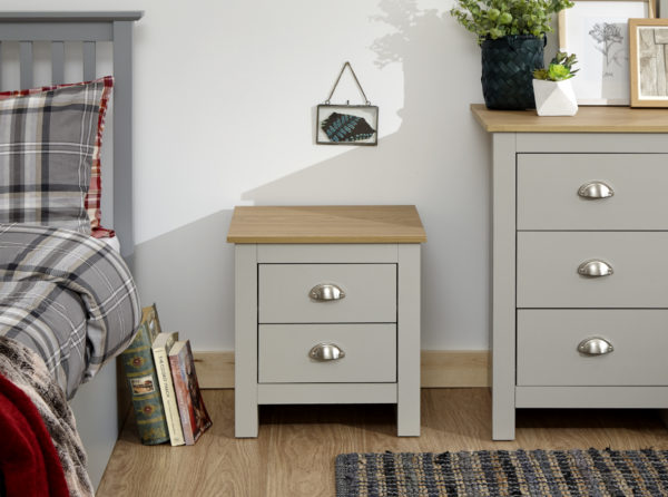 Fife Grey 2 Drawer Bedside | Grey | Self Assembly