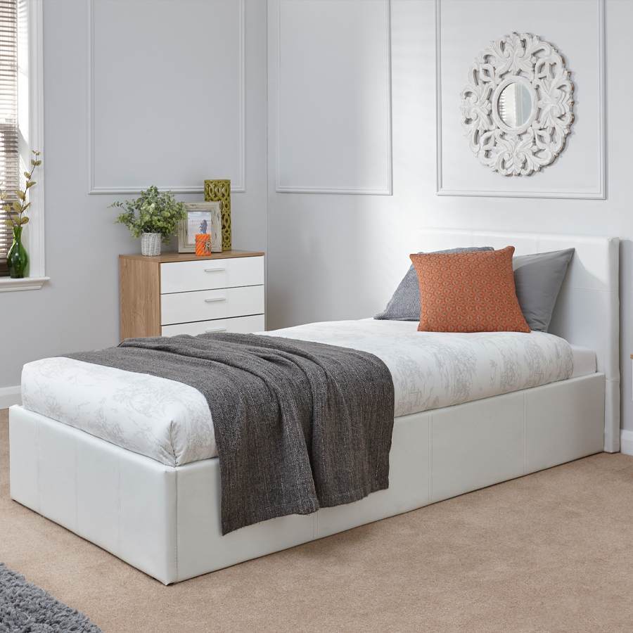 Marikina End Lift Ottoman Single Bed White Oak World