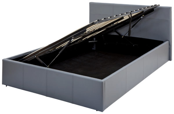 Marikina Side Lift Ottoman Small Double Bed | Grey PU
