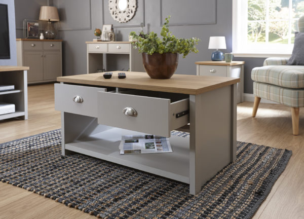 Fife Grey 2 Drawer Coffee Table | Grey | Self Assembly