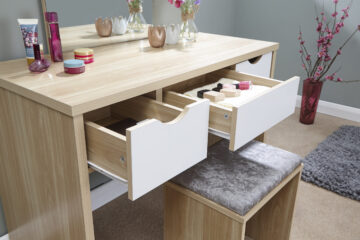 Amelia White 3 Drawer Dressing Table Set | Oak Finish