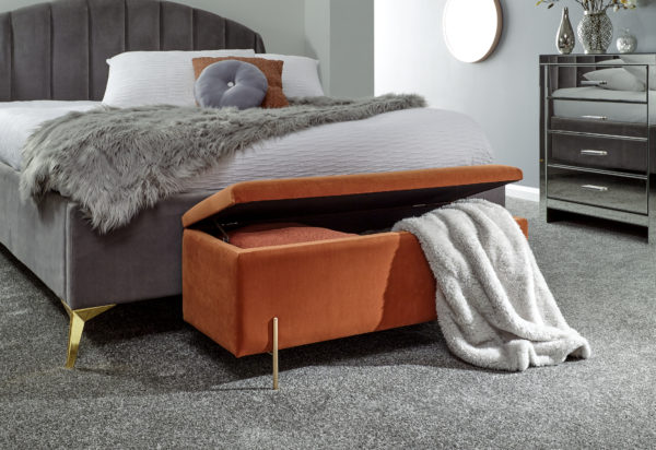 Miley Ottoman Storage Bench | Russet | Self Assembly - Orange