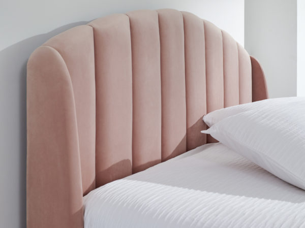 Haikou King Size End Lift Ottoman Bed | Blush Pink
