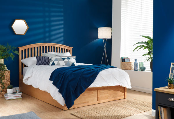Reus Wooden Ottoman Double Bed Oak