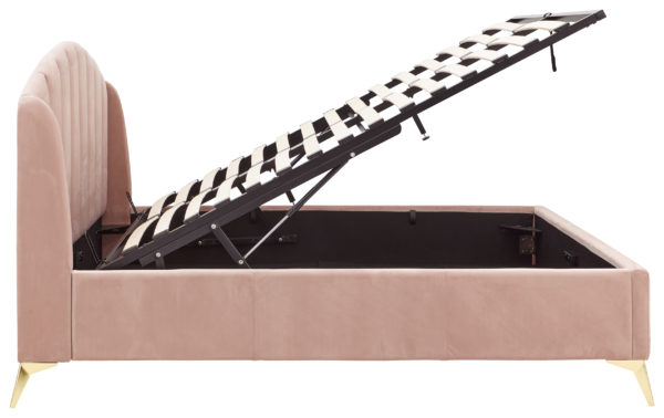 Haikou King Size End Lift Ottoman Bed | Blush Pink
