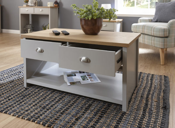 Fife Grey 2 Drawer Coffee Table | Grey | Self Assembly