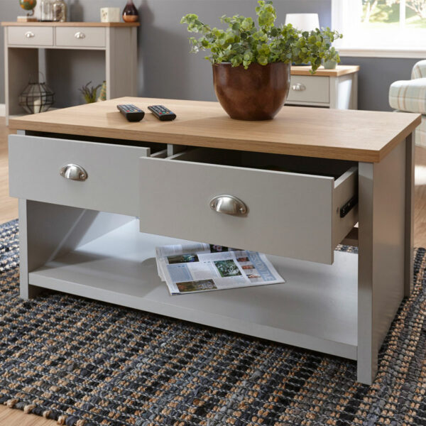 Fife Grey 2 Drawer Coffee Table | Grey | Self Assembly