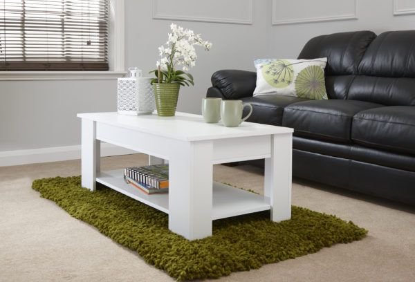Shetland Lift Up Coffee Table | White | Self Assembly