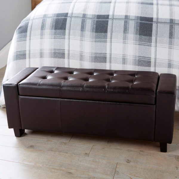 Roma Ottoman Bench | Brown  PU | Self Assembly