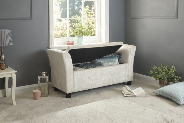 Roma Window Seat | Oyster | Crushed Velvet | Self Assembly