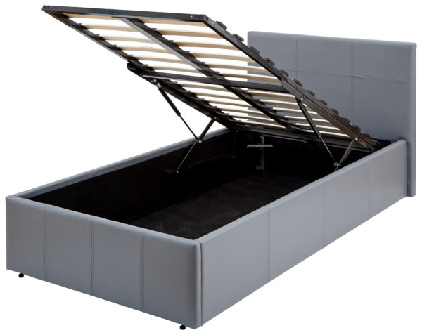 Marikina End Lift Ottoman Single Bed | Grey PU