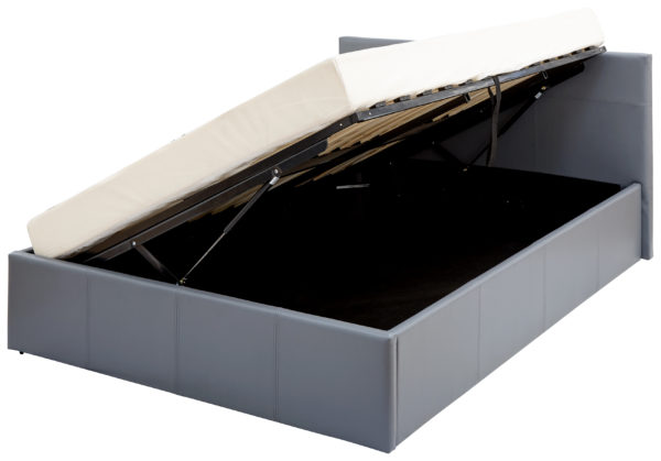 Marikina Side Lift Ottoman Double Bed | Grey PU