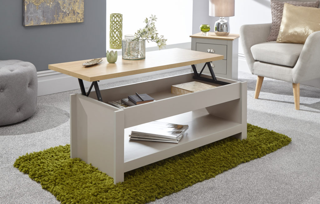 Fife Grey Lift Up Coffee Table | Grey | Self Assembly | Oak World
