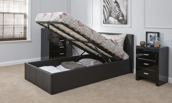 Marikina End Lift Ottoman Single Bed | Black